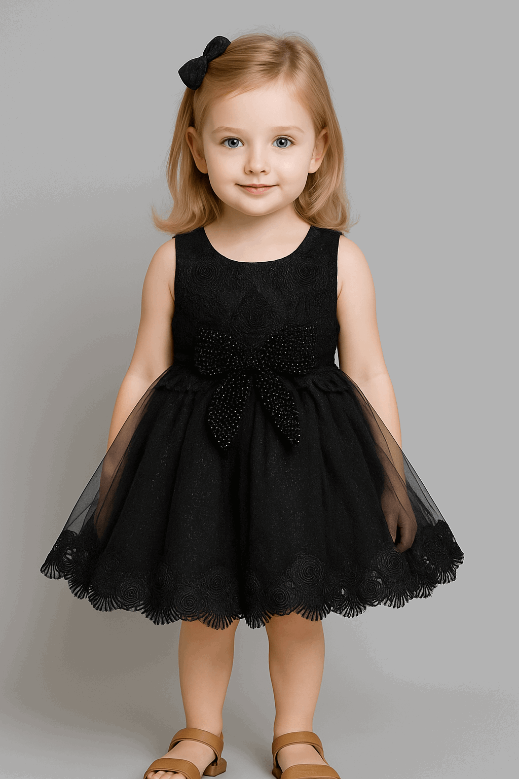 Girl Embroidered Frock Black KDS 48