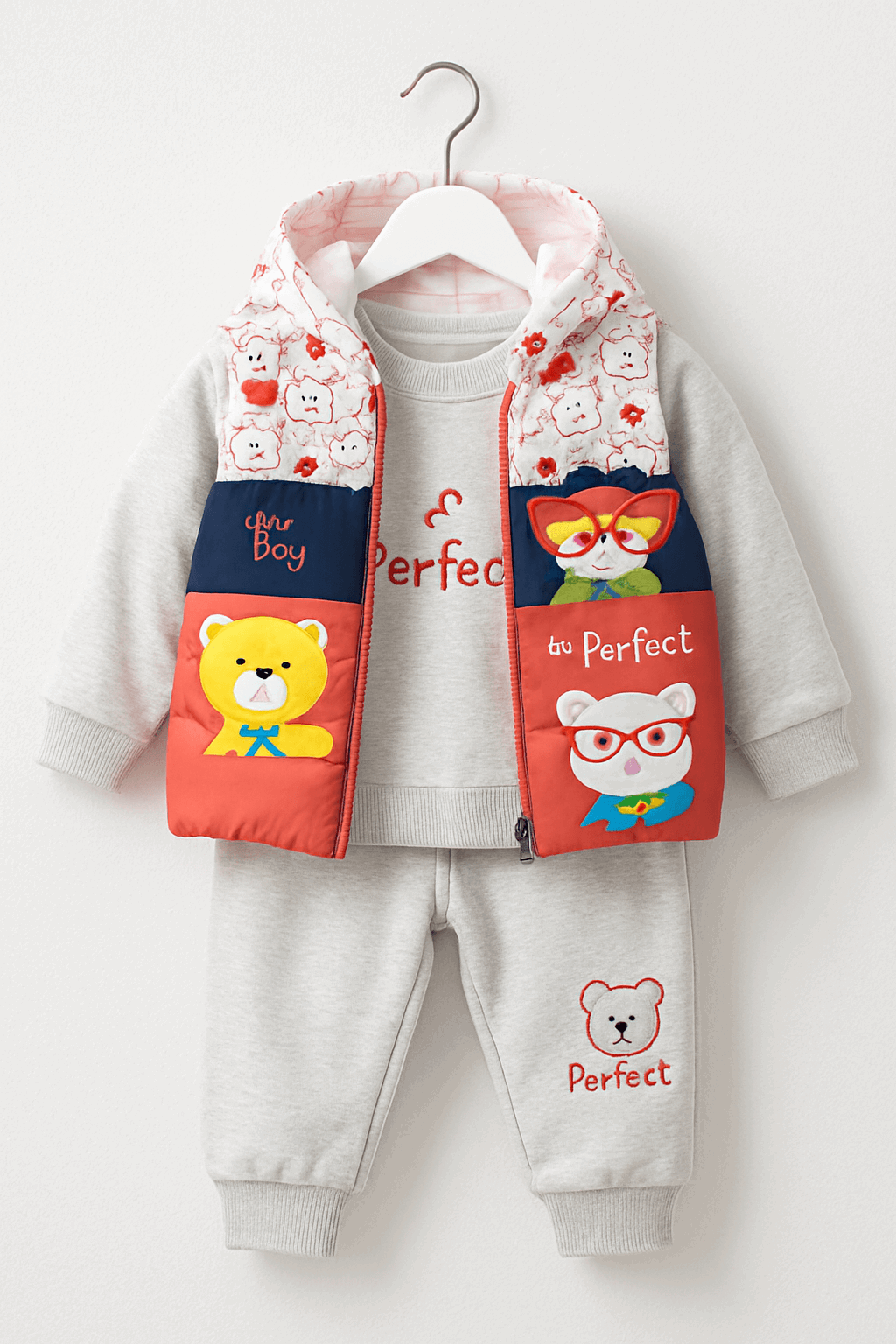 3 Pcs Baby Puffer Jacket Set KDC 078