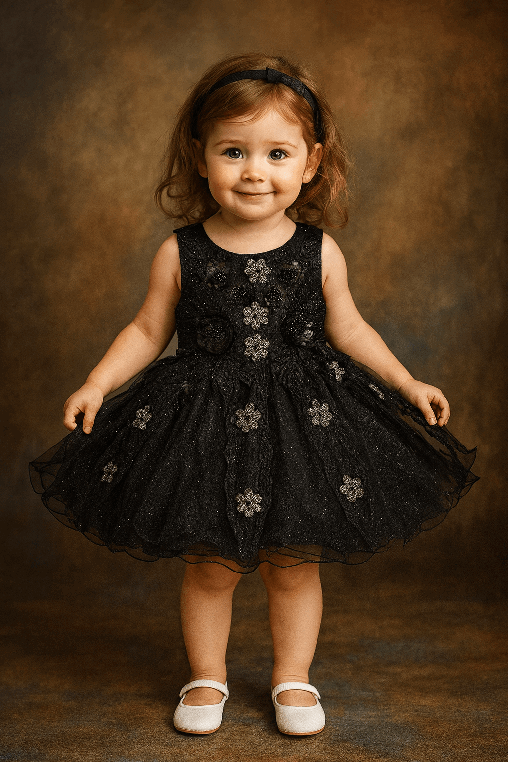 Girl Embroidered Frock Black KDS 39
