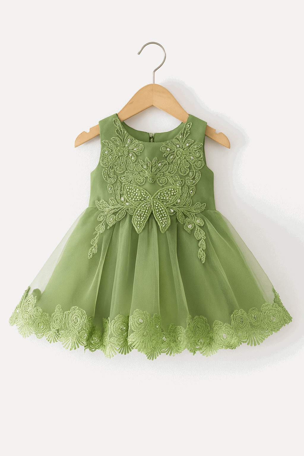Girl Embroidered Green Frock KDS 43
