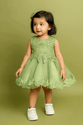 Girl Embroidered Green Frock KDS 43