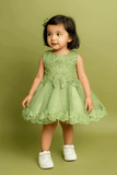 Girl Embroidered Green Frock KDS 43