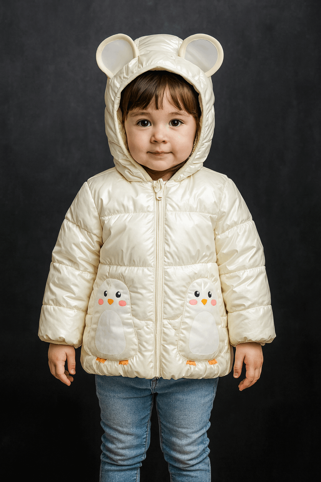 Girl Quilted Jacket White KDC 014