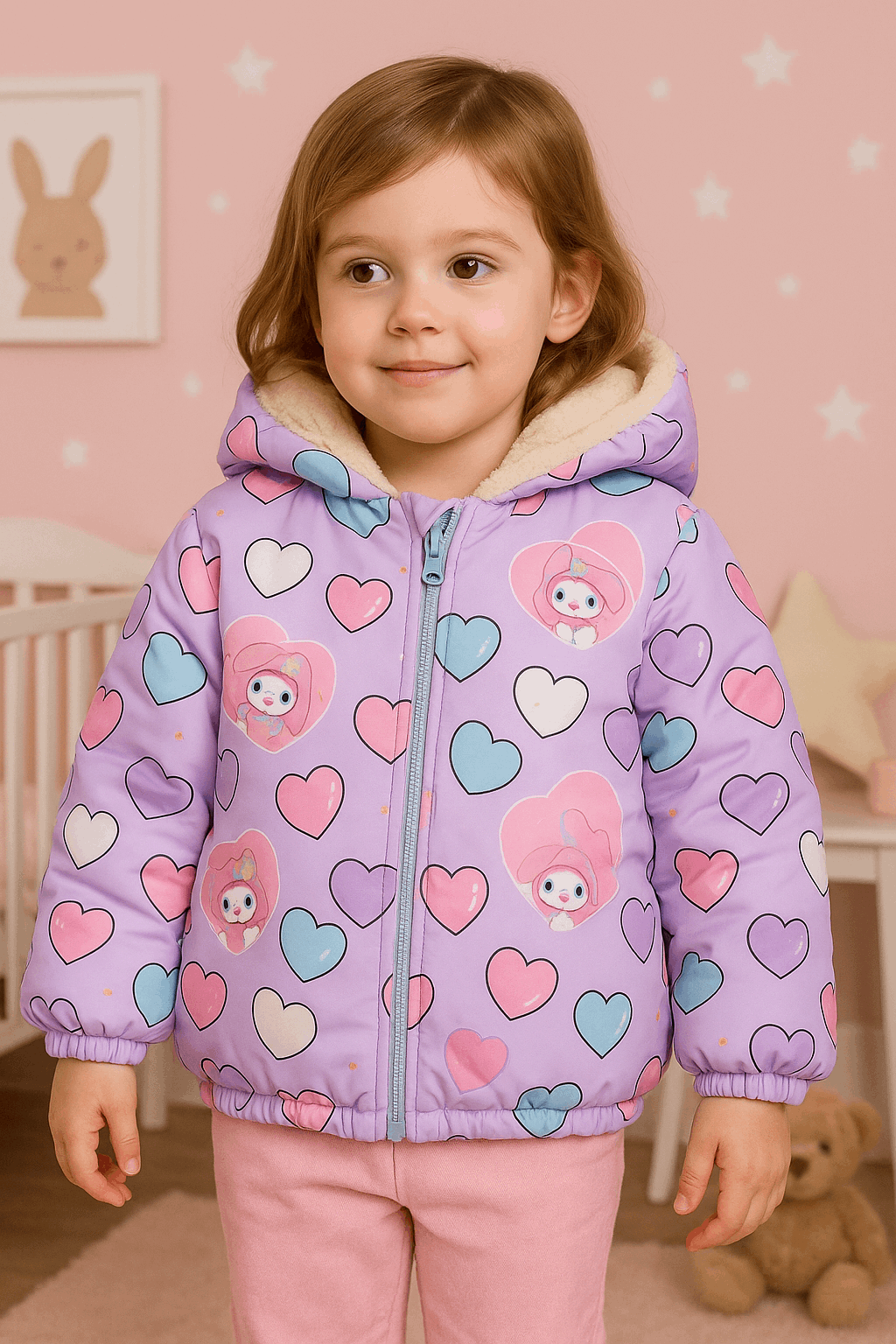 Girl Quilted Fur Jacket KDC 015