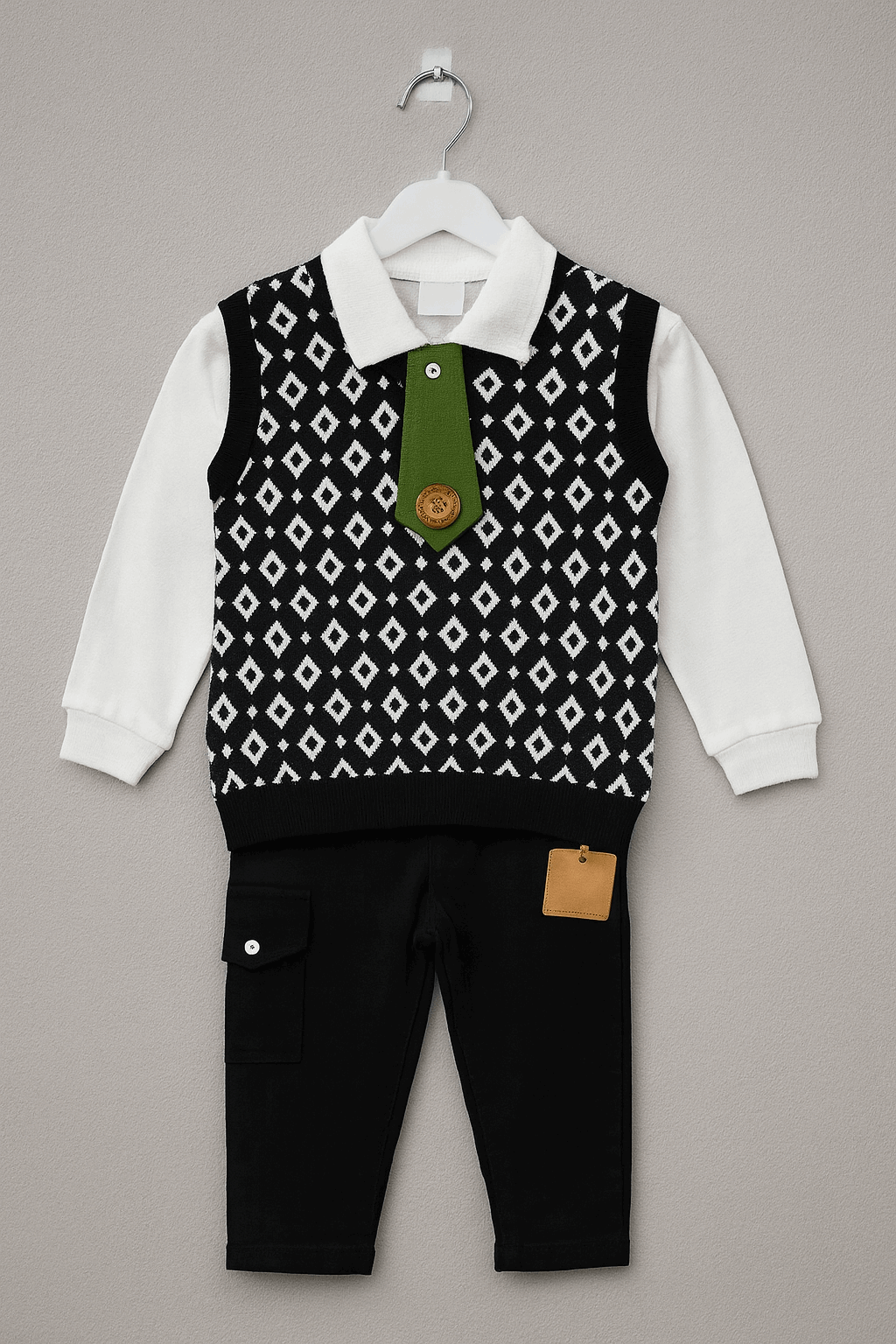 Boy 3 Pcs Sweater & Pajama Shirt Set KDC 053