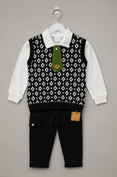 Boy 3 Pcs Sweater & Pajama Shirt Set KDC 053