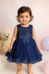 Girl Embroidered Blue Frock KDS 42
