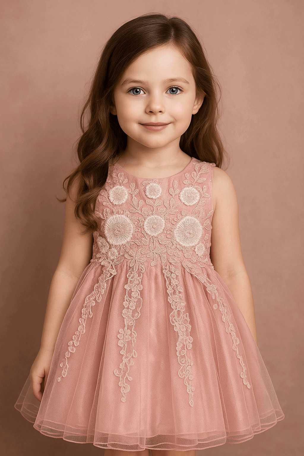 Girl Embroidered Pink Frock KDS 40