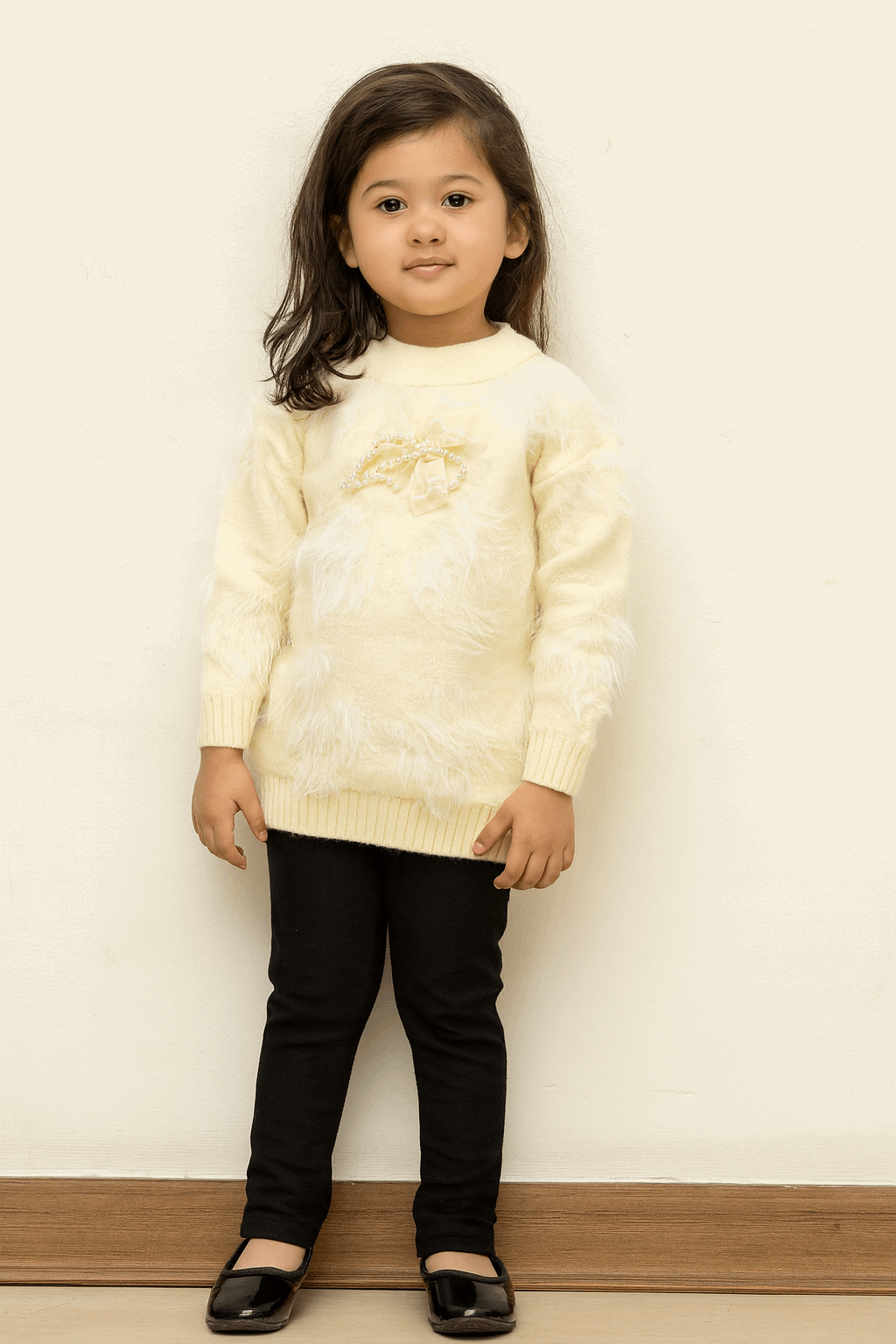 Girls Woolen Shirt & Pajama Set