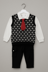 Boy 3 Pcs Sweater & Pajama Shirt Set KDC 054