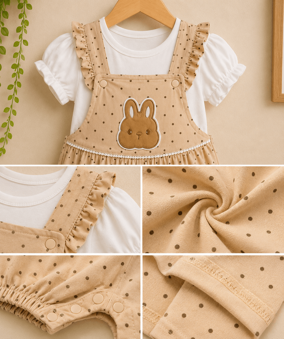 Beige Bunny Princess Romper Outfit