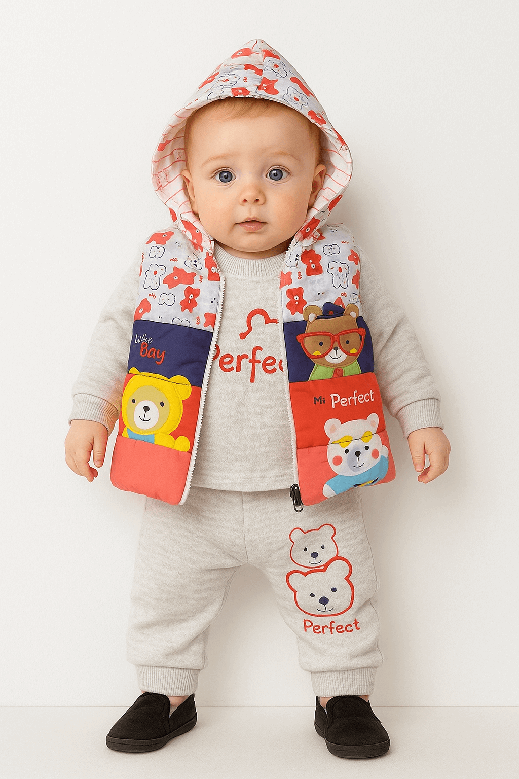 3 Pcs Baby Puffer Jacket Set KDC 078 Secondary image