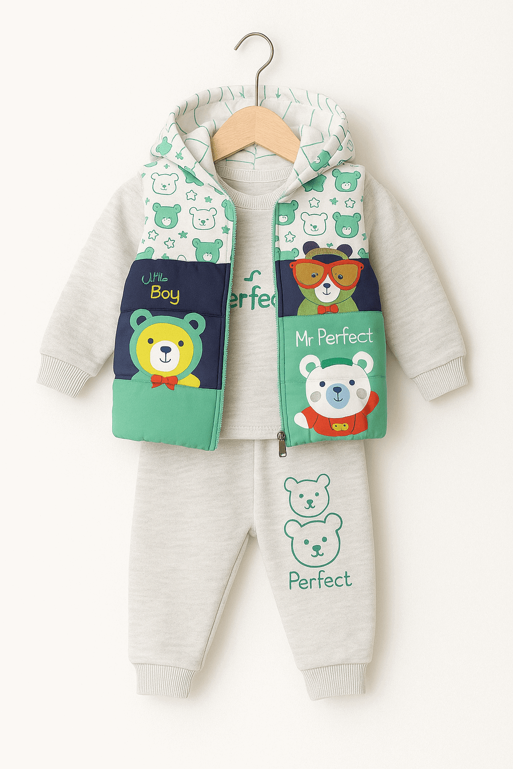 3 Pcs Baby Puffer Jacket Set KDC 078 - Kiddiesco