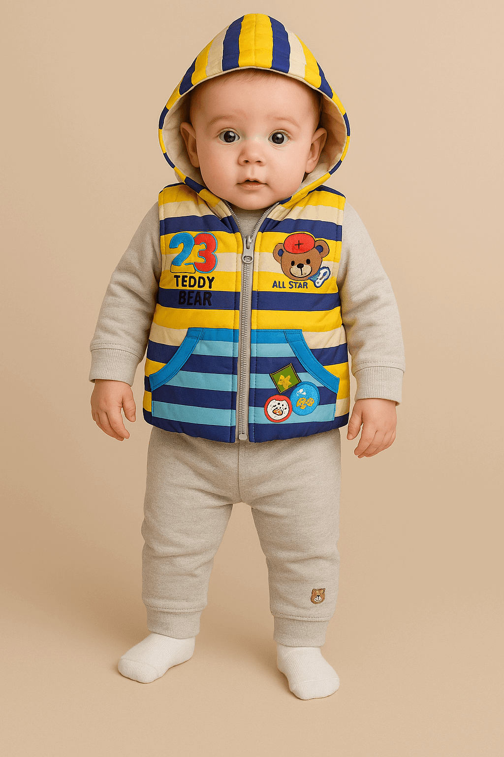3 Pcs Baby Puffer Jacket Set KDC 079 - Kiddiesco