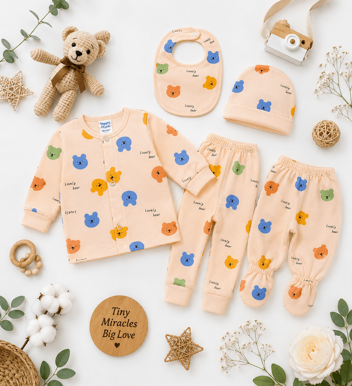 5Pcs Candy Bear Newborn Outfit - Kiddiesco