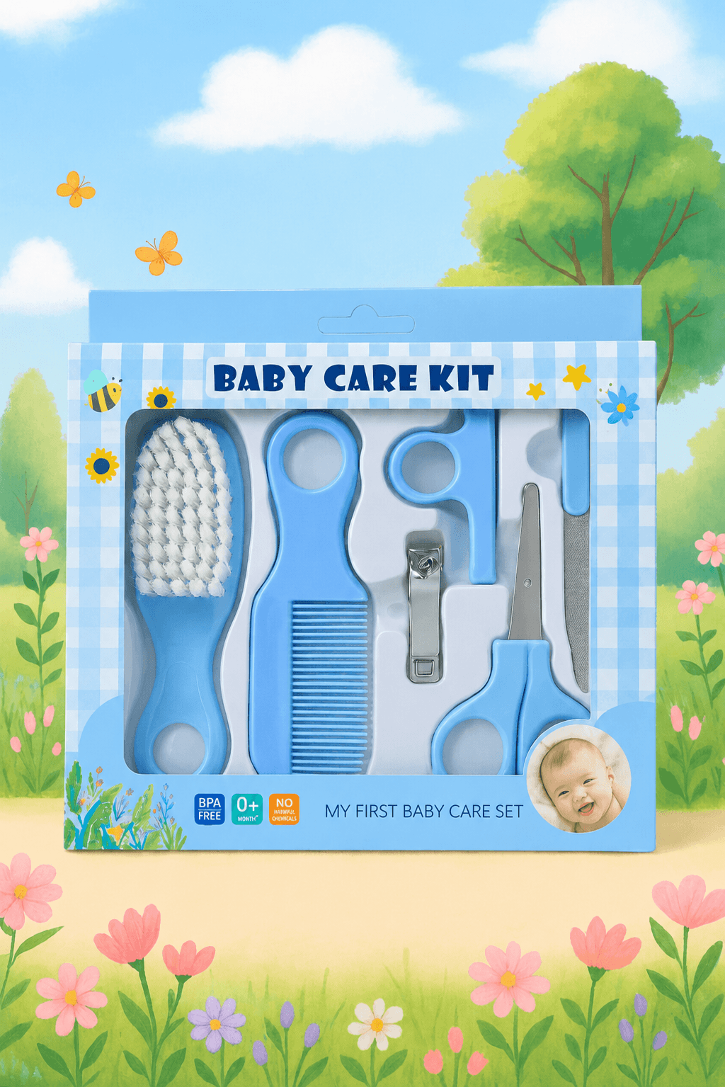 6 Pcs Baby Care Kit Blue - Kiddiesco Main image