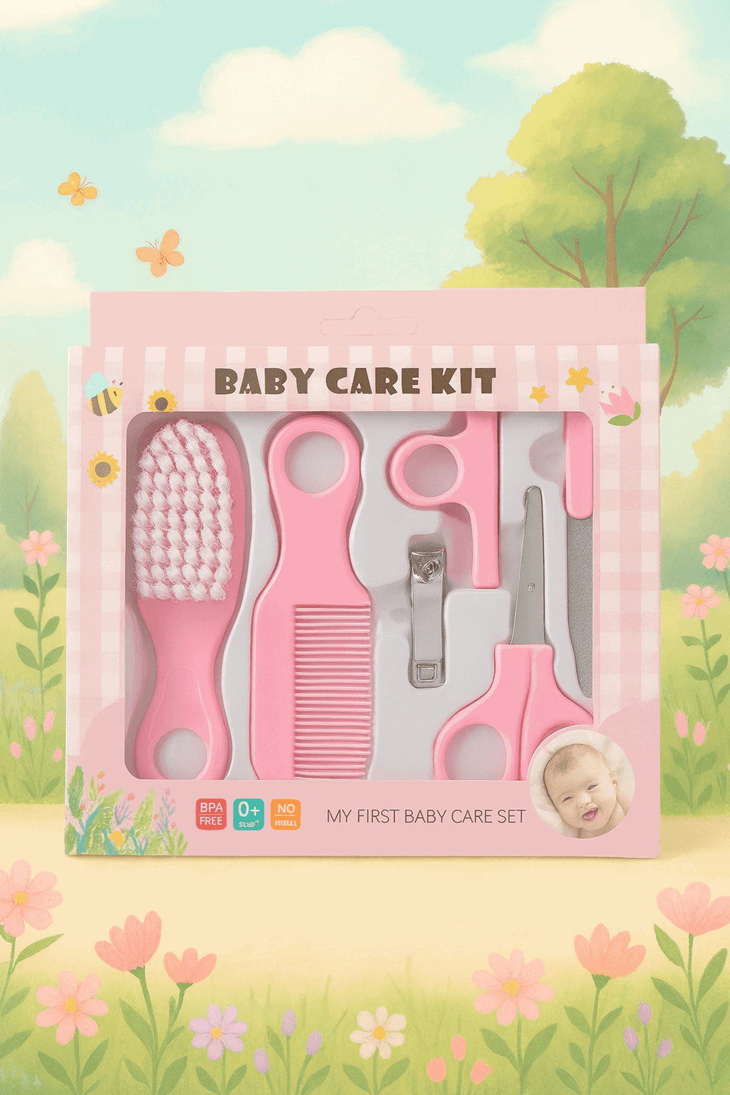 6 Pcs Baby Care Kit Pink - Kiddiesco Main image