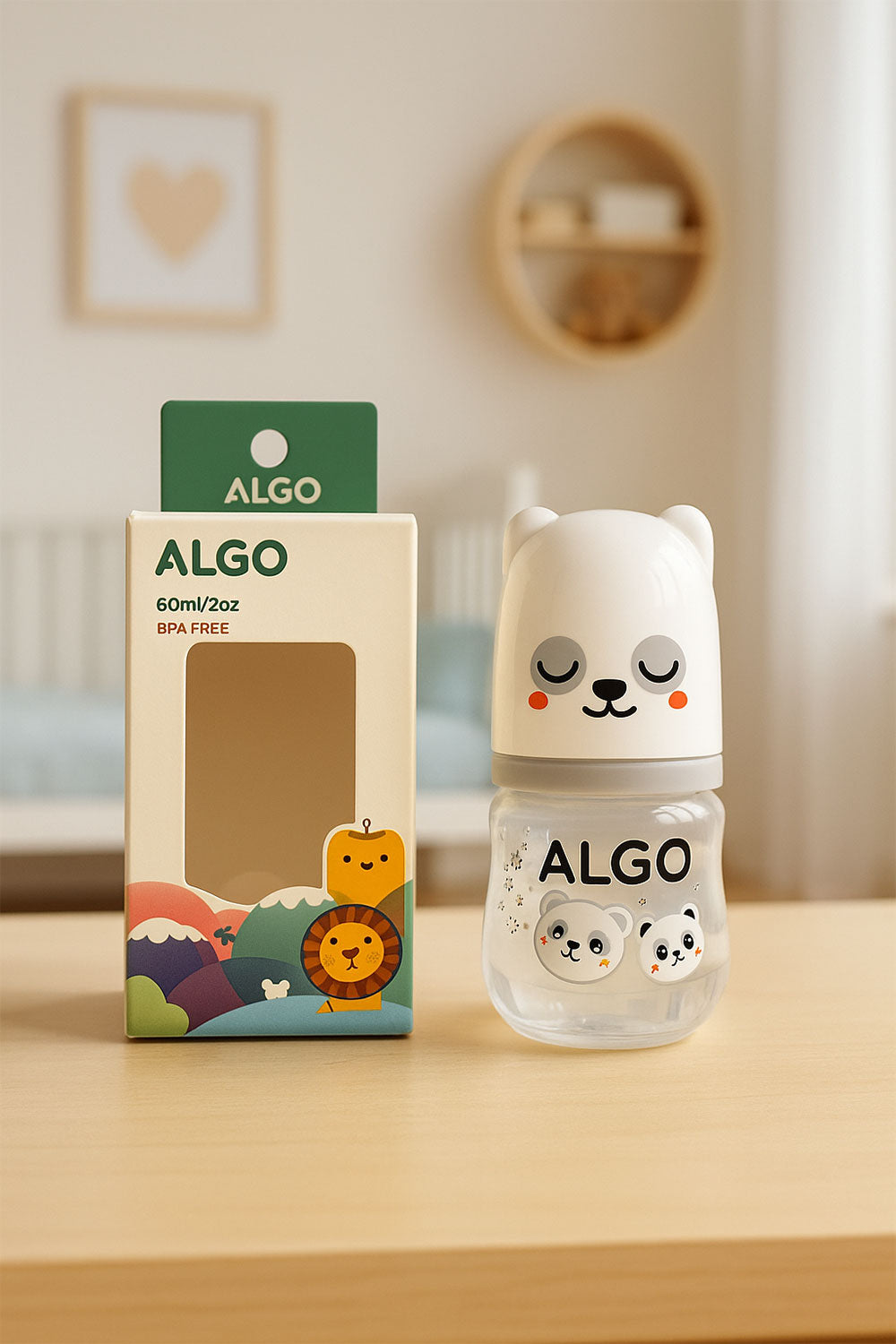 Algo Baby Feeding Bottle Gray White