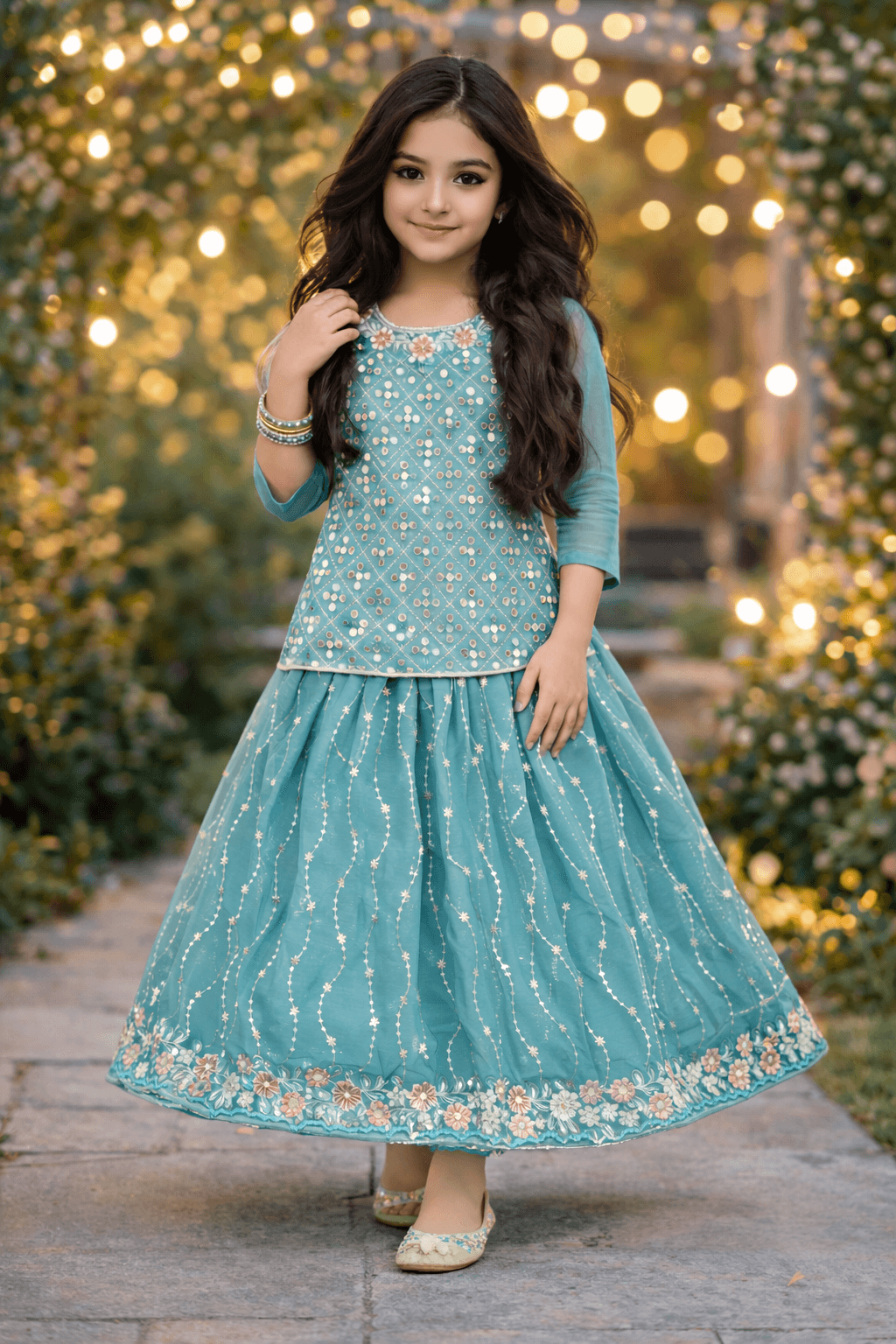 Girl Embroidery Fancy Suit Set