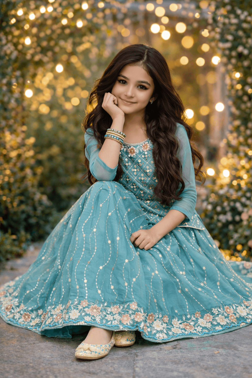 Girl Embroidery Fancy Suit Set