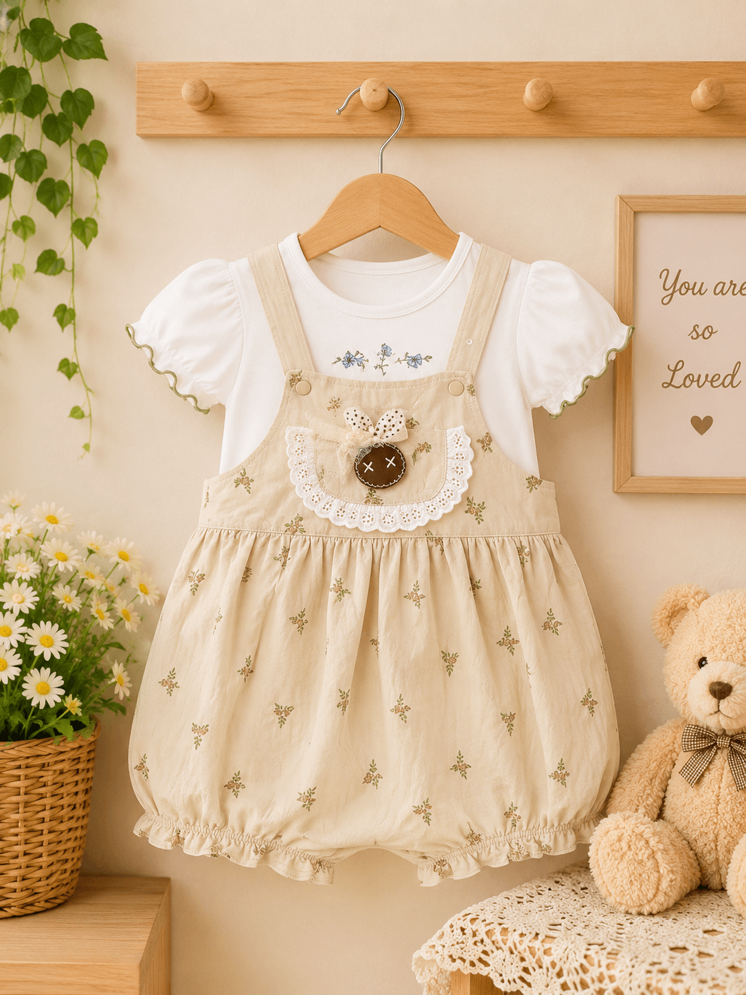 Vintage Bunny Bloom Romper Outfit
