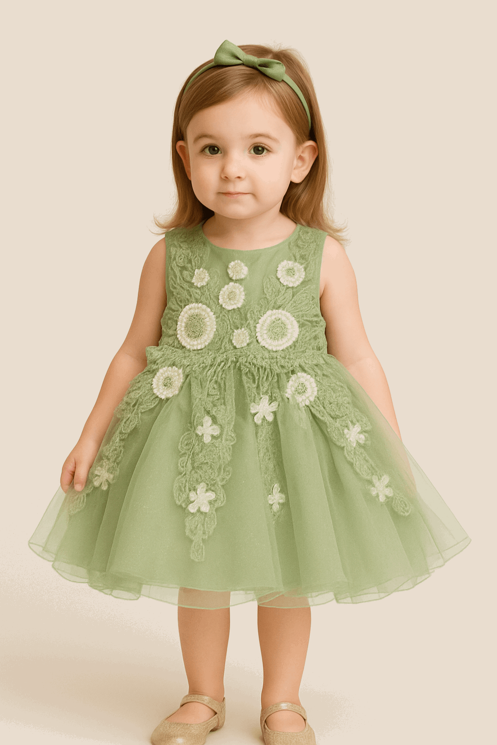 Girl Embroidered Frock Green KDS 36