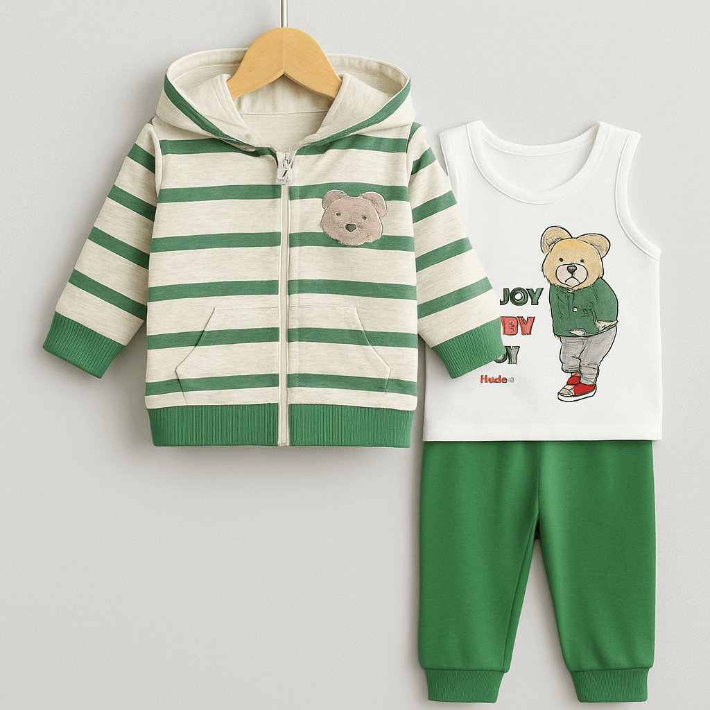 Boy 3 Pcs Hoodie Pajama Shirt  KDC 050