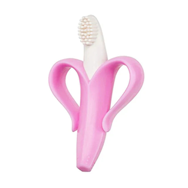 Baby Bendable Banana Teether Brush Pink Main image