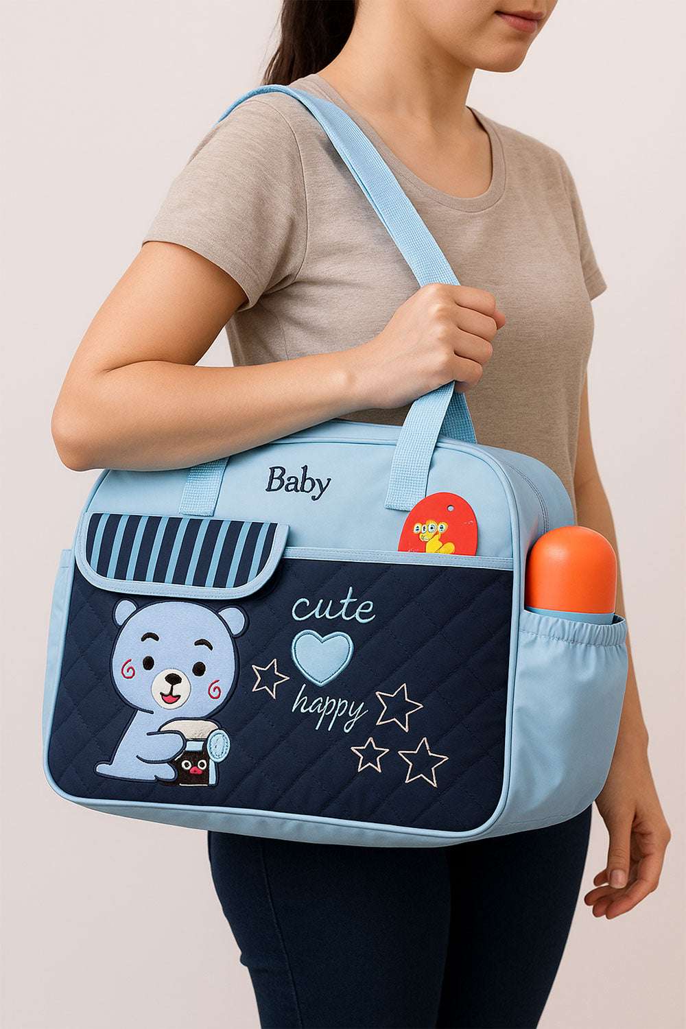 Mother Travel Small Baby Diaper Bag Blue