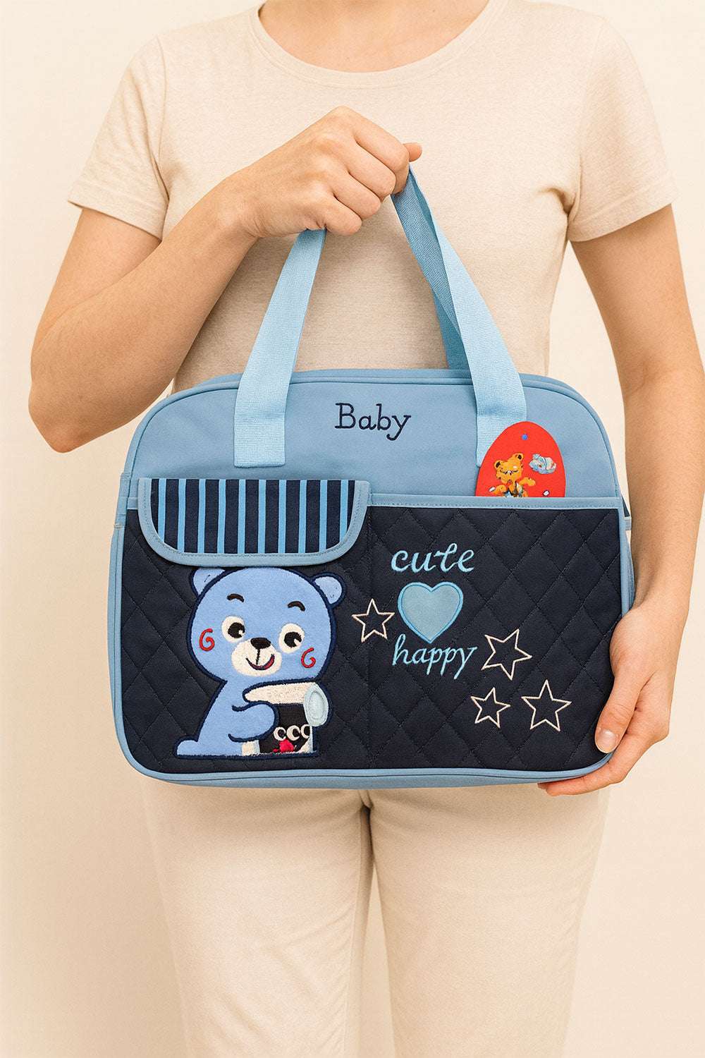 Mother Travel Small Baby Diaper Bag Blue