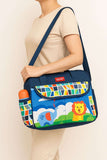 Navy Blue Baby Sky Lion Printed - Diaper Bag with Front Pocket Diaper Travel Bag