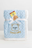 Plush Baby Blanket with Bear Embroidery