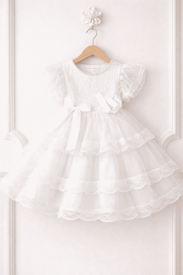 Angel Lace Layered Frock - Kiddiesco