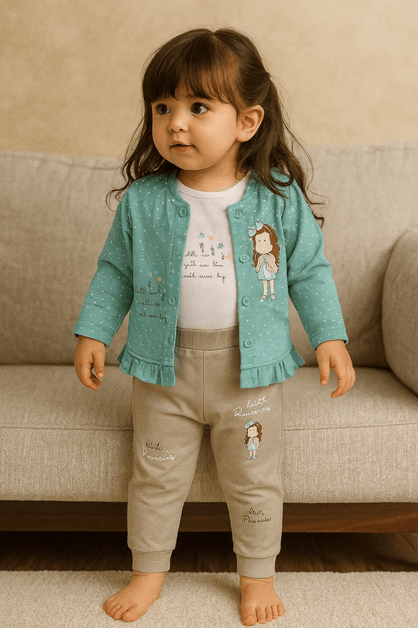 Baby 3 Fancy Shirt & Pajama Set 046 - Kiddiesco