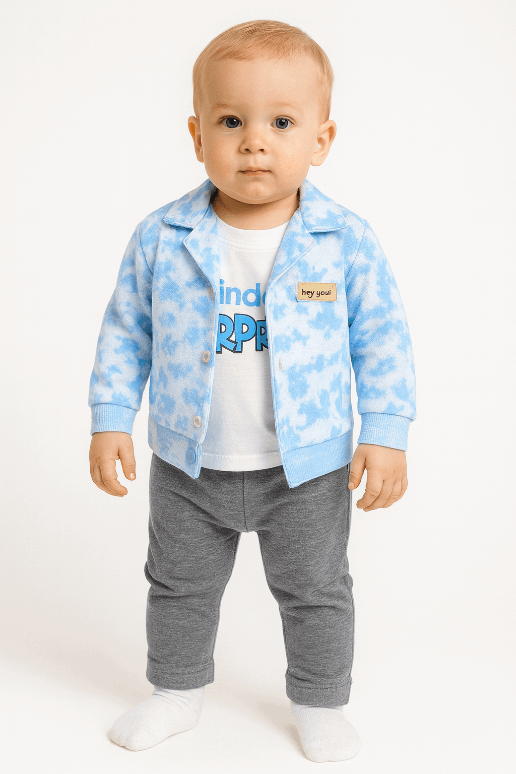 Baby 3 Pcs Upper Shirt & Pajama Set KDC 063 - Kiddiesco