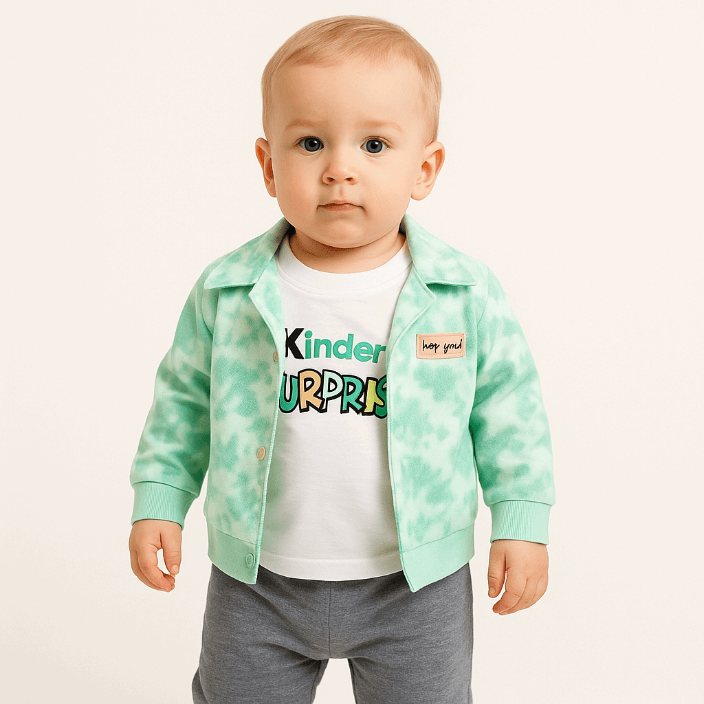 Baby 3 Pcs Upper Shirt & Pajama Set KDC 064 - Kiddiesco Main image