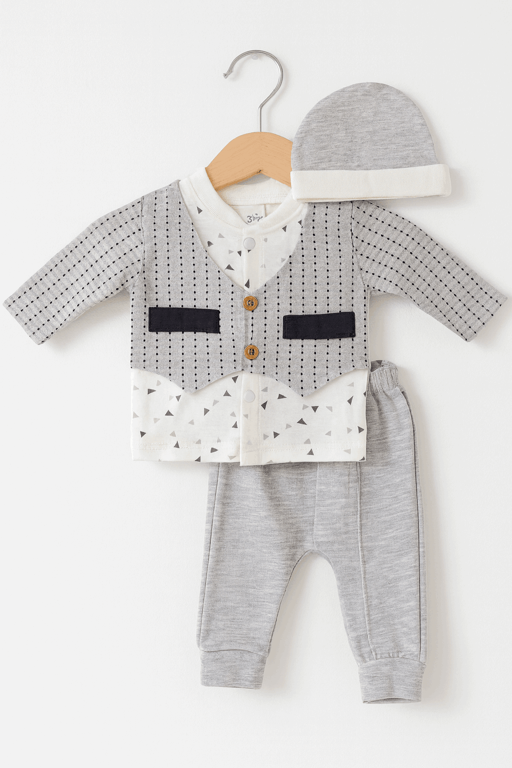 Baby 3Pcs Shirt & Pajama Set KDC 066 - Kiddiesco
