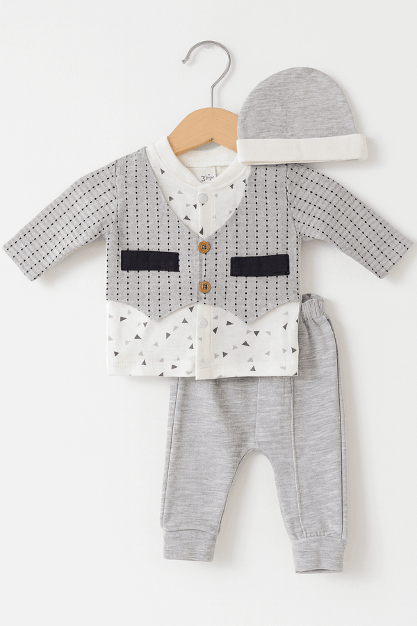 Baby 3Pcs Shirt & Pajama Set KDC 066 - Kiddiesco