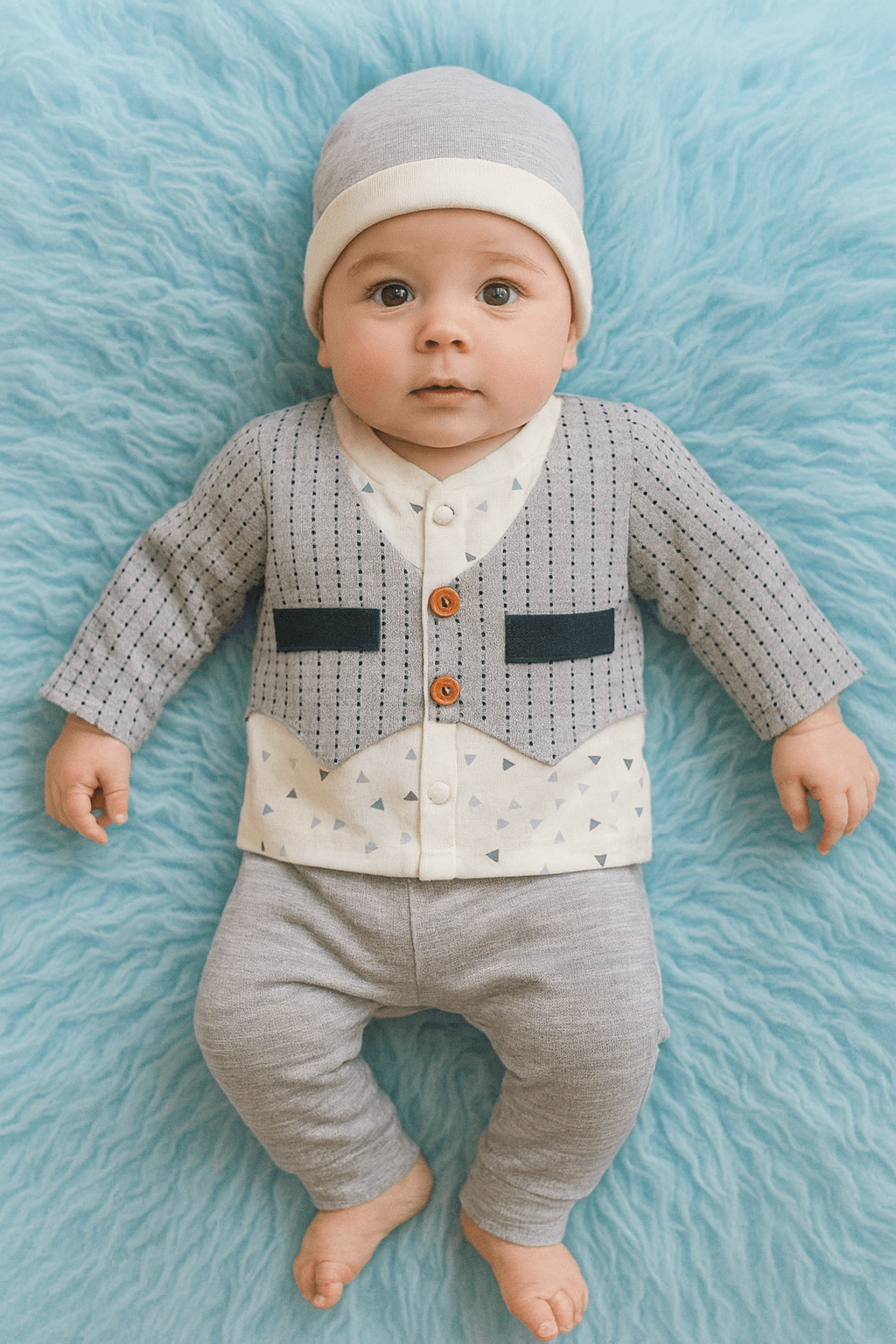 Baby 3Pcs Shirt & Pajama Set KDC 066 - Kiddiesco