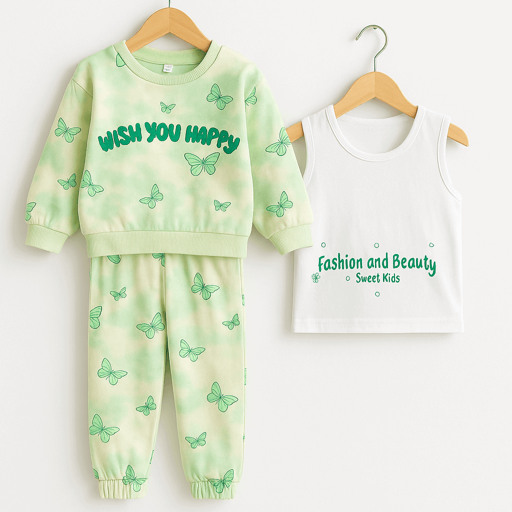 Baby Embroidered Shirt & Pajama Set KDC 049 - Kiddiesco Main image