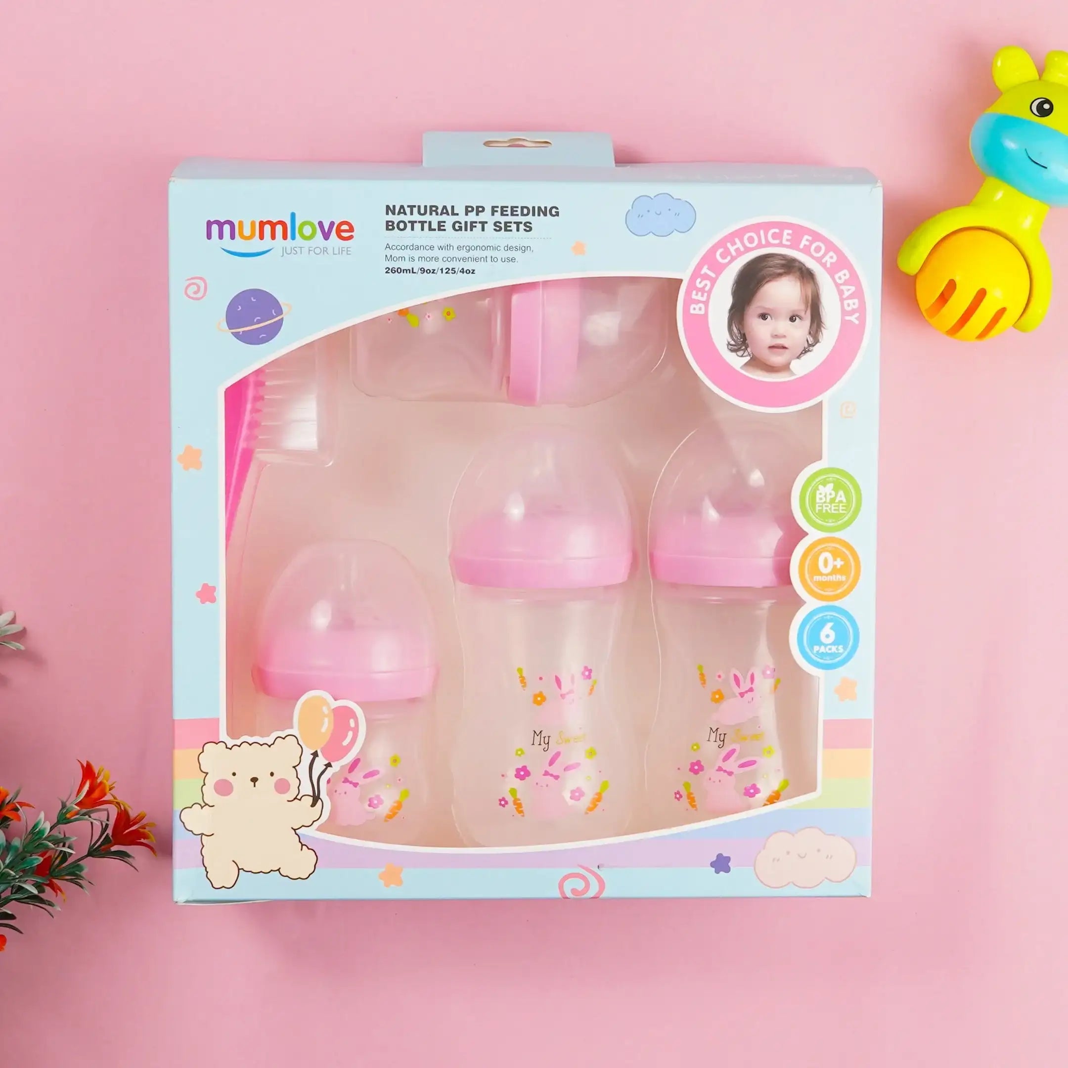 Baby Feeding Starter Gift Set Pack Of 6 Pink KDC 024 - Kiddiesco