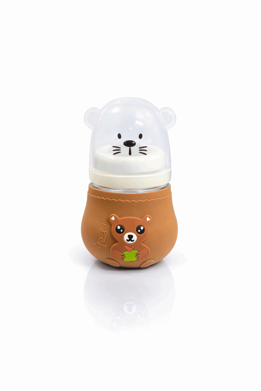 Bear Baby Feeder Glass Brown - Kiddiesco