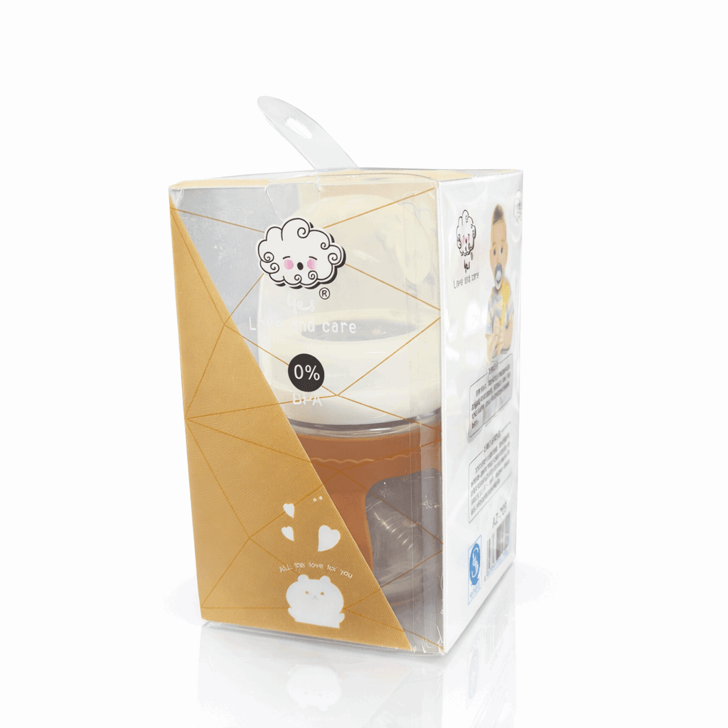 Bear Baby Feeder Glass Brown - Kiddiesco
