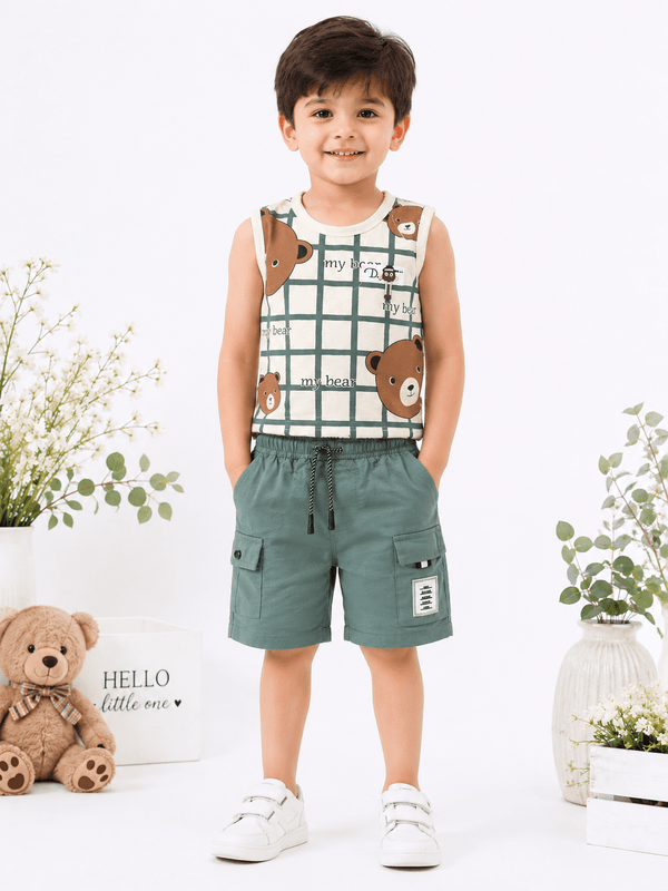 Bear Grid Summer Outfit - Kiddiesco
