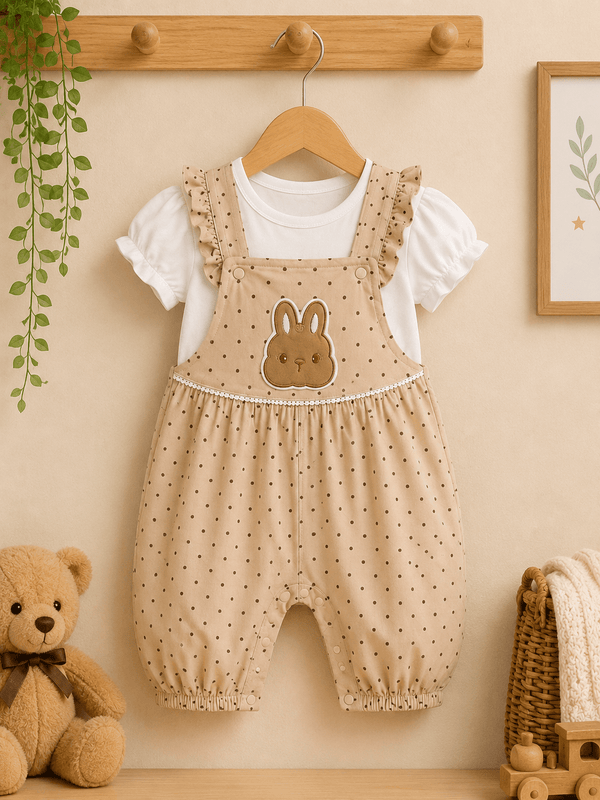 Beige Bunny Princess Romper Outfit - Kiddiesco