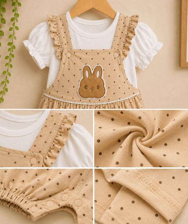Beige Bunny Princess Romper Outfit - Kiddiesco