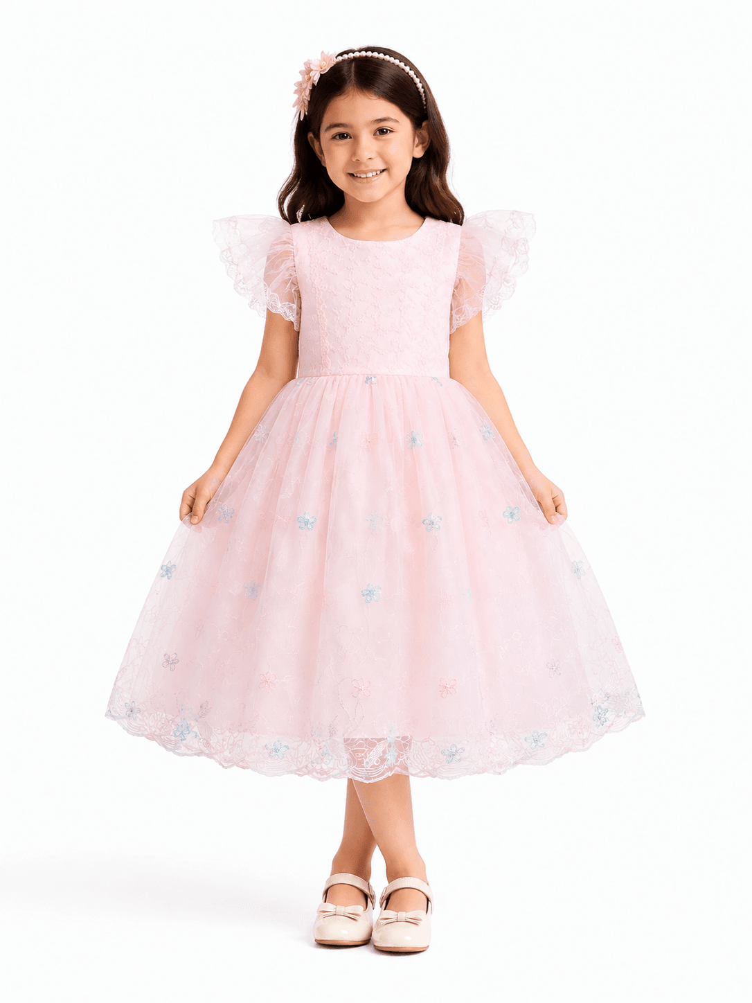 Blossom Fairy Pink Party Frock - Kiddiesco Main image