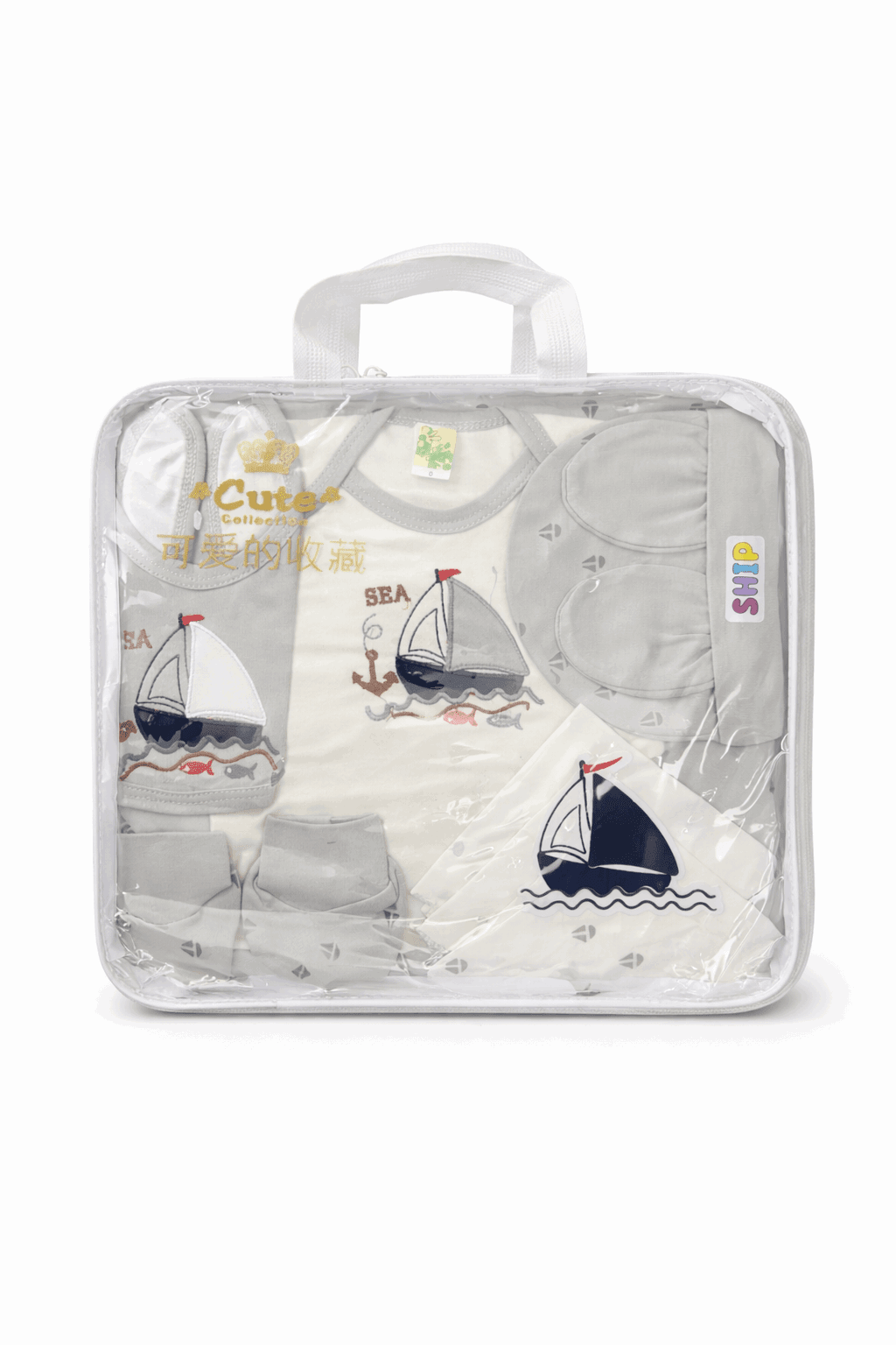 Born Baby Cloth Journey Gray Gift Set 10 Pcs - Kiddiesco