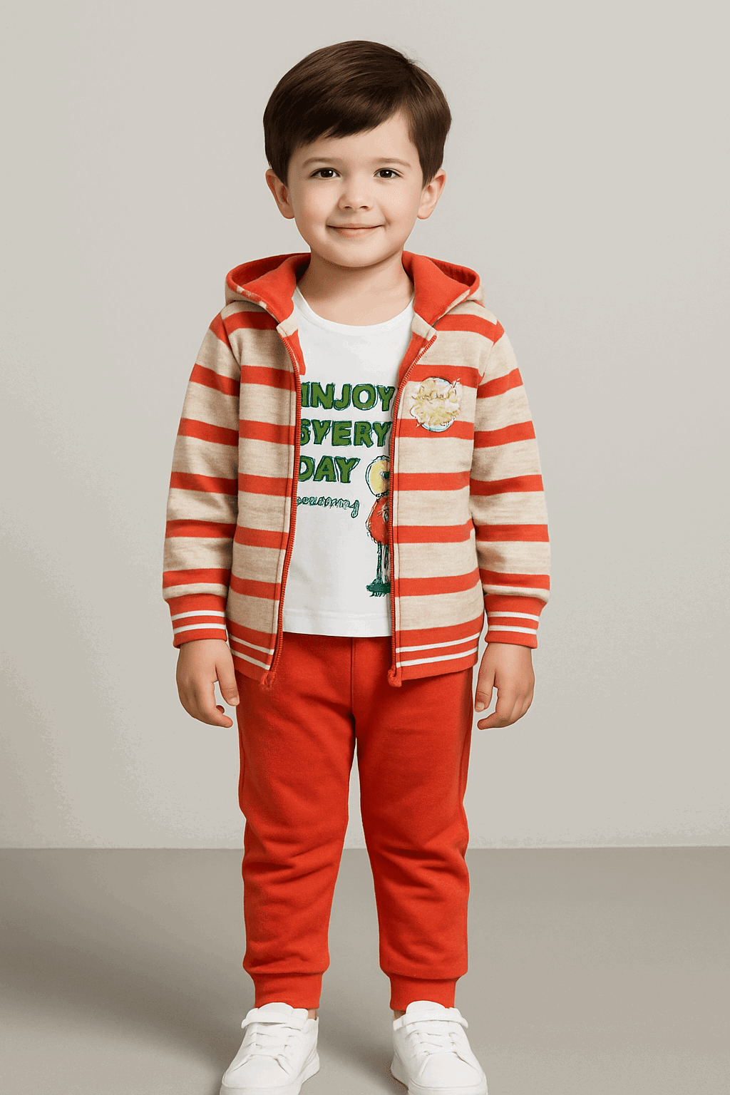 Boy 3 Pcs Hoodie Pajama Shirt KDC 051 - Kiddiesco Main image