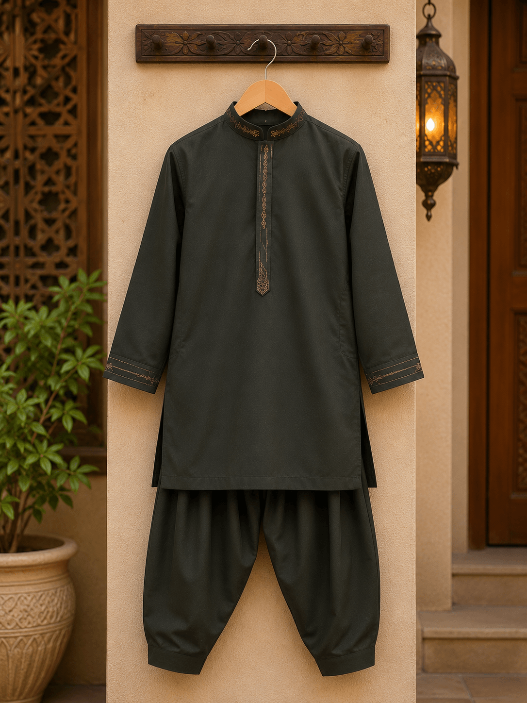 Boy Embroidered Green Shalwar Kameez KDC 025 - Kiddiesco